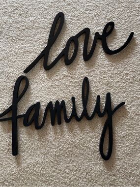 FAMILY & LOVE Wall Art Decorator Set Black Polywood NWOT Photo Wall Anniversary